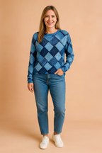 Monika | Sweter w kolorowy pleciony wzór