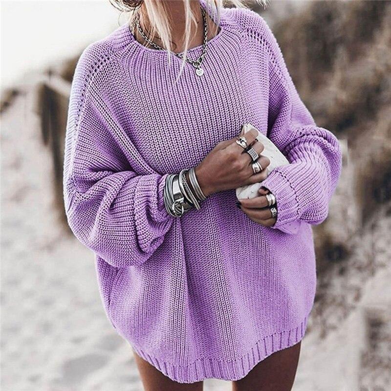 Damski Dziergany Sweter Oversize z Ozdobnym Ażurowym Splotem