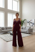 Damski elegancki kombinezon z cyrkoniami