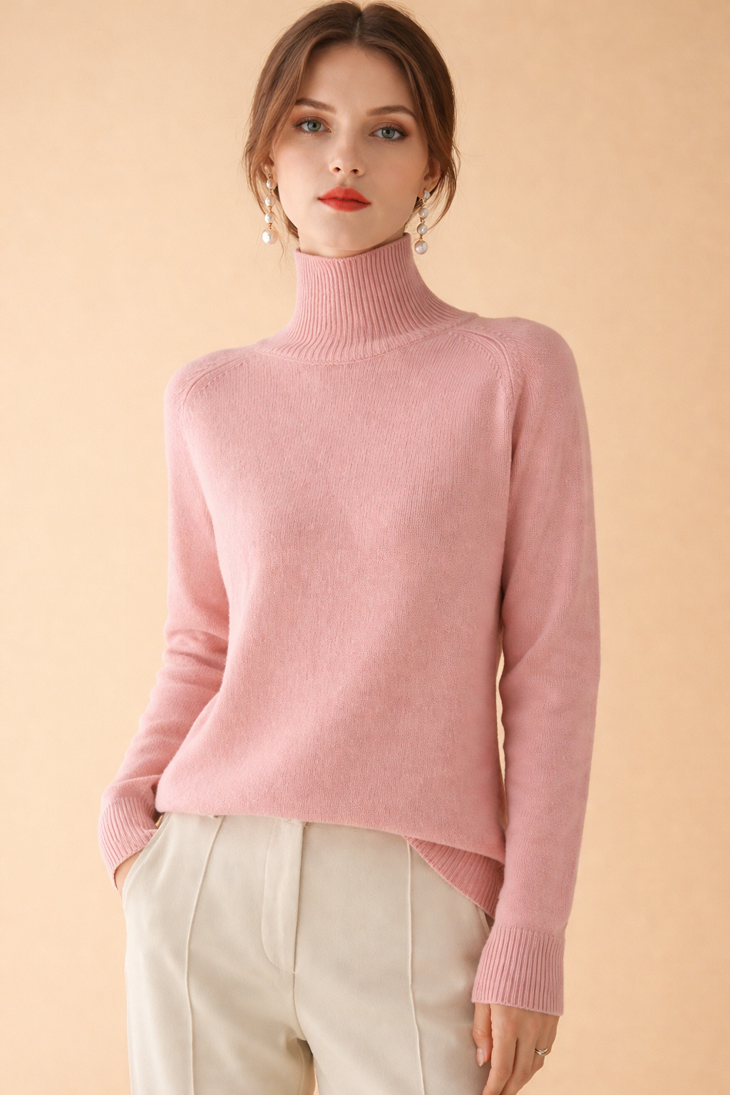 Damski Gładki Sweter z Golfem - Klasyczna Elegancja