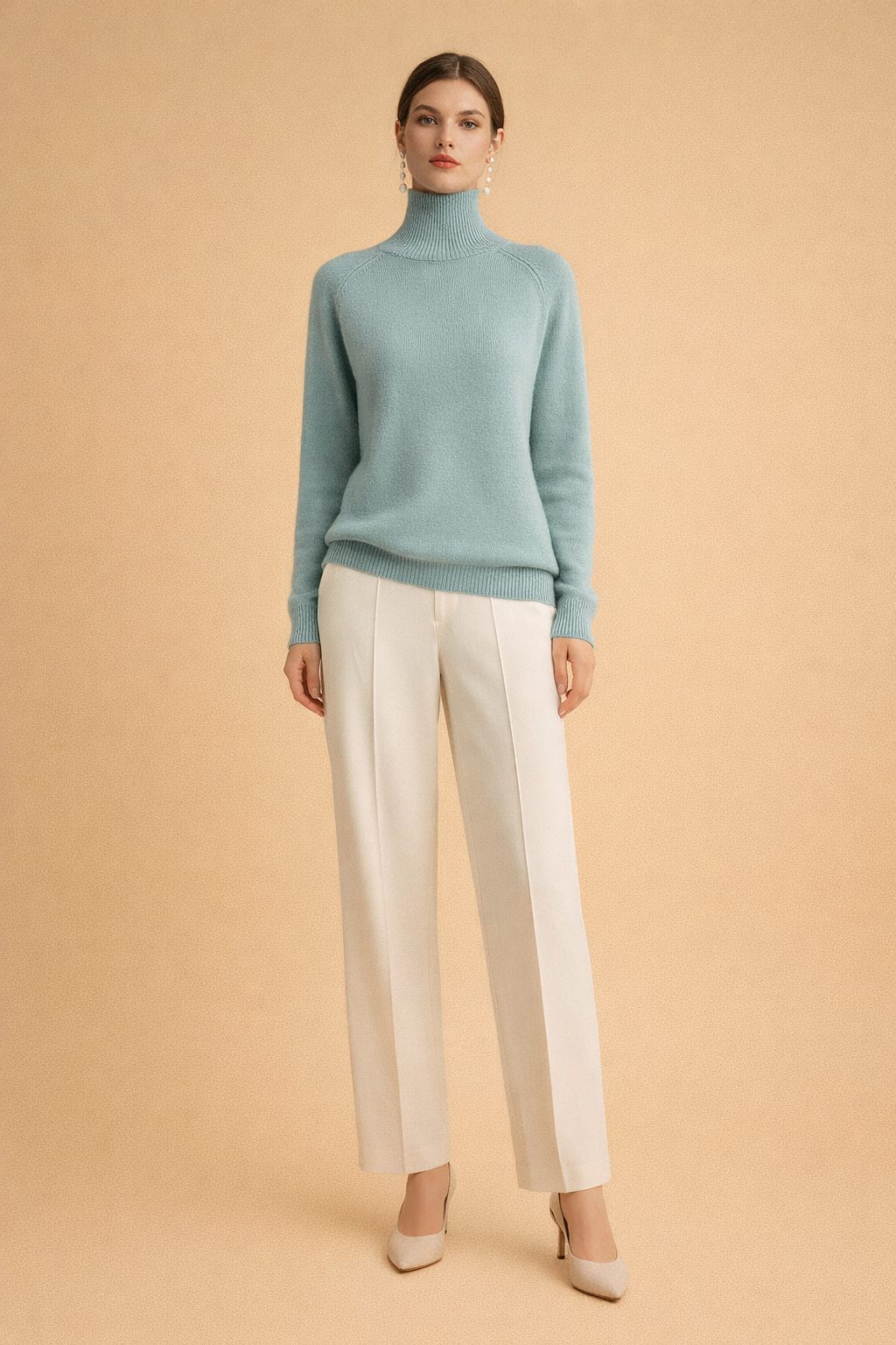 Damski Gładki Sweter z Golfem - Klasyczna Elegancja