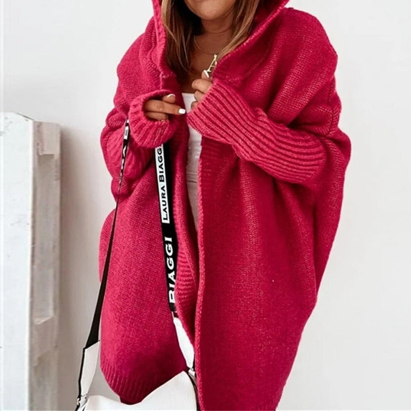Damski przytulny sweter z kapturem