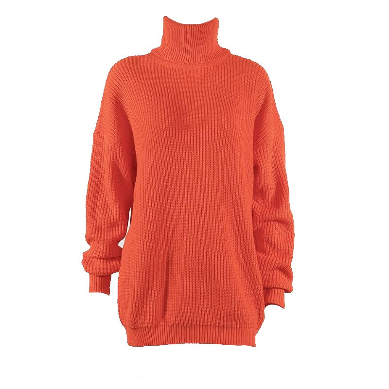 Damski sweter z golfem w neonowych kolorach