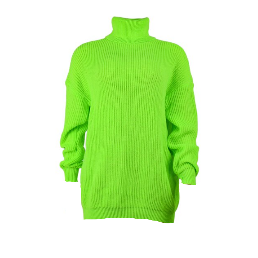 Damski sweter z golfem w neonowych kolorach