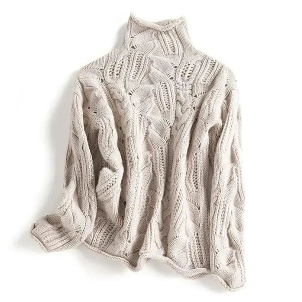 Damski sweter z golfem z dzianiny premium o luźnym kroju