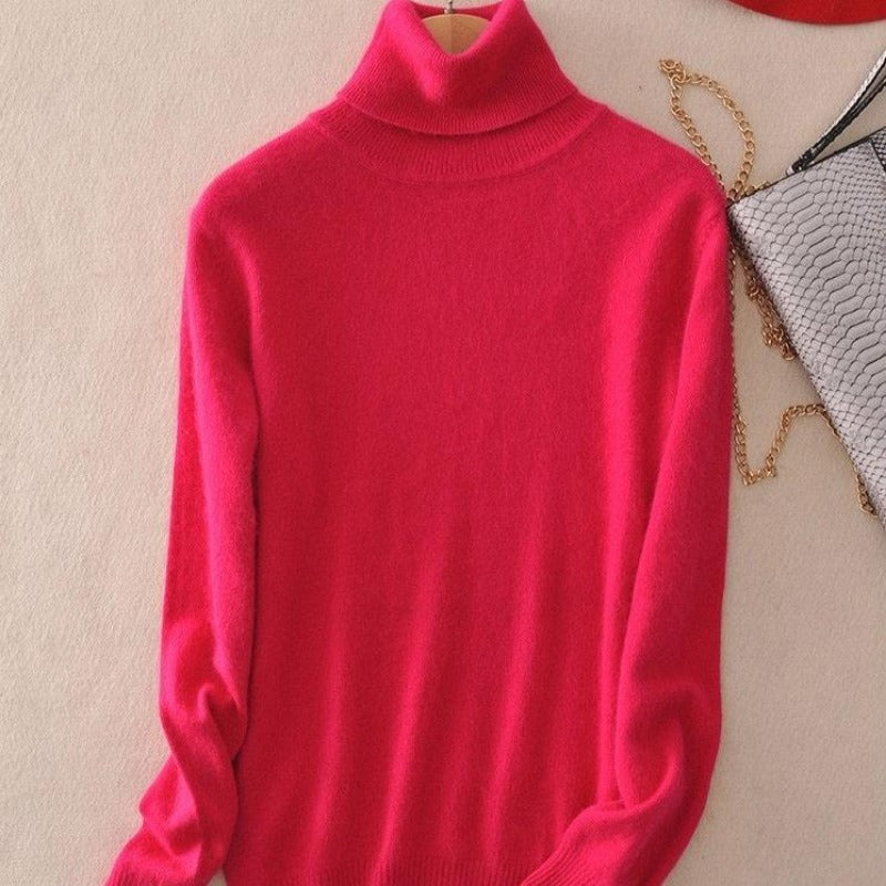 Damski sweter z golfem z wygodnymi ściągaczami