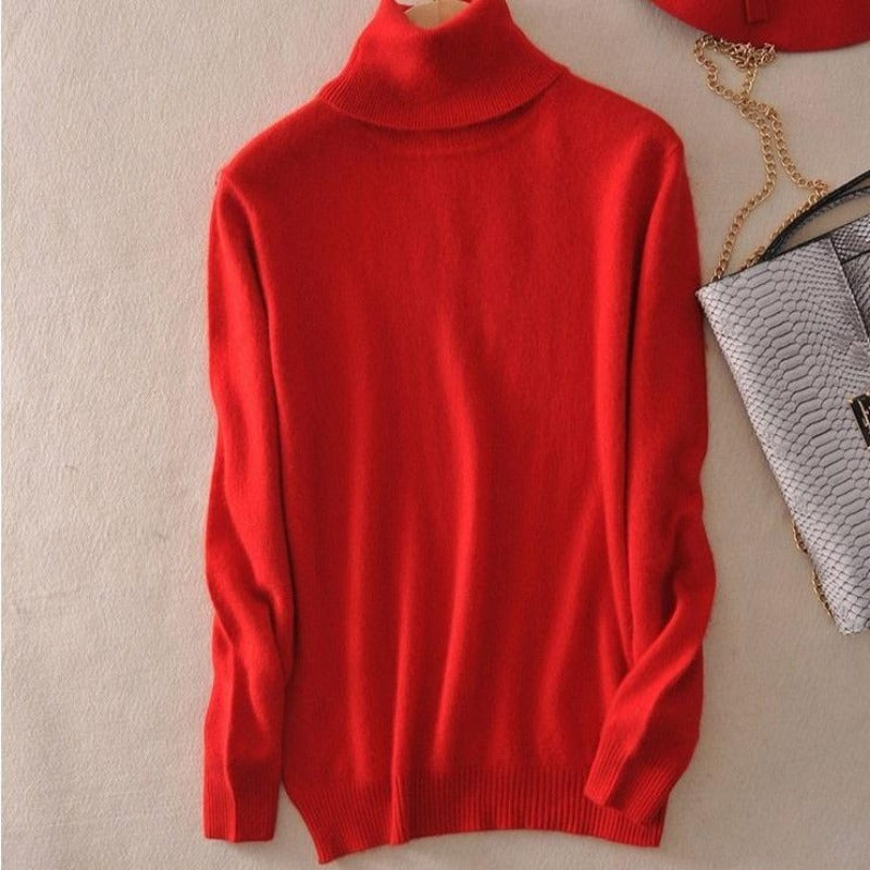 Damski sweter z golfem z wygodnymi ściągaczami