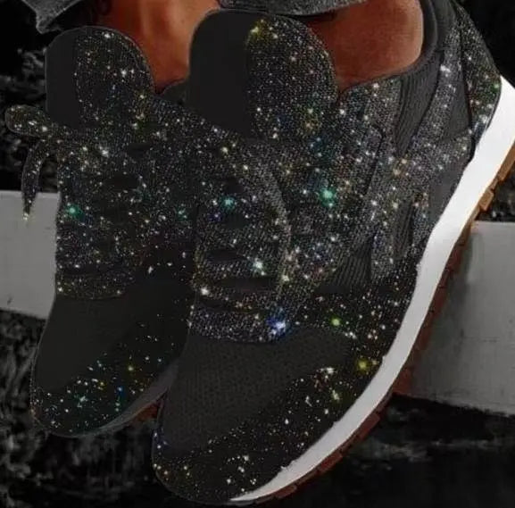 Damskie brokatowe sneakersy na co dzień ze sznurowaniem