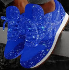 Damskie brokatowe sneakersy na co dzień ze sznurowaniem