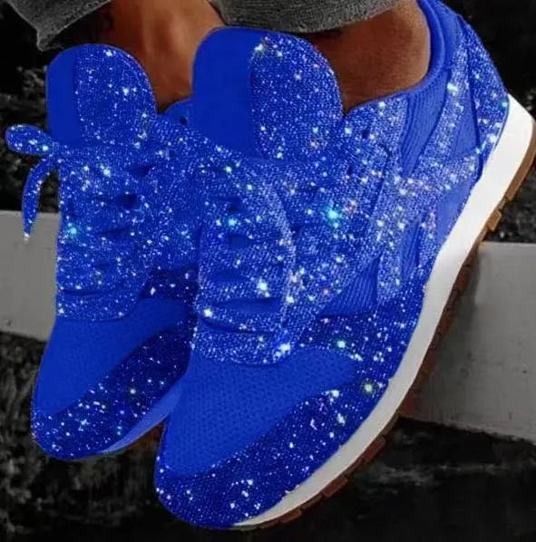 Damskie brokatowe sneakersy na co dzień ze sznurowaniem