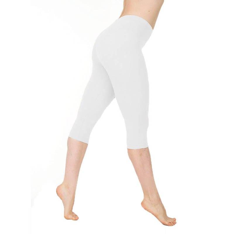 Damskie Gładkie Legginsy Sportowe 3/4 z Wysokim Stanem