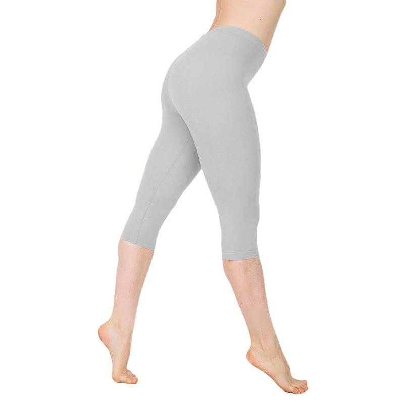 Damskie Gładkie Legginsy Sportowe 3/4 z Wysokim Stanem