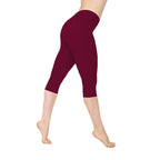 Damskie Gładkie Legginsy Sportowe 3/4 z Wysokim Stanem