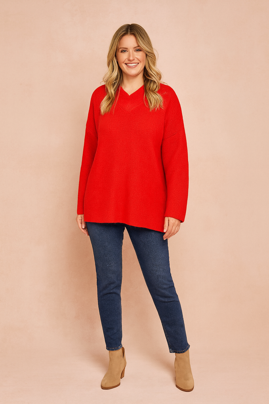 Dorota | Sweter oversize z dekoltem w serek