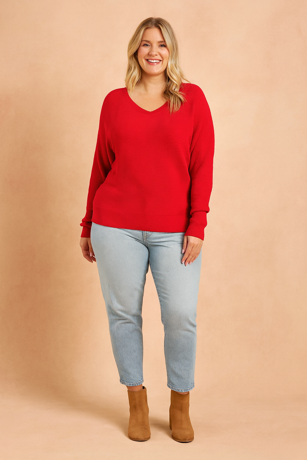 Dorota | Sweter oversize z dekoltem w serek