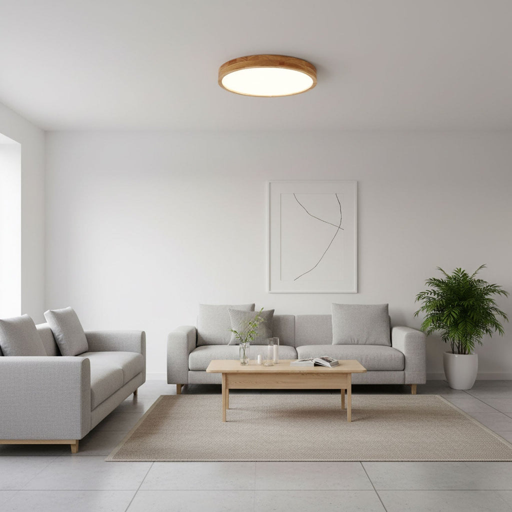 Drewniana geometryczna lampa sufitowa LED wpuszczana