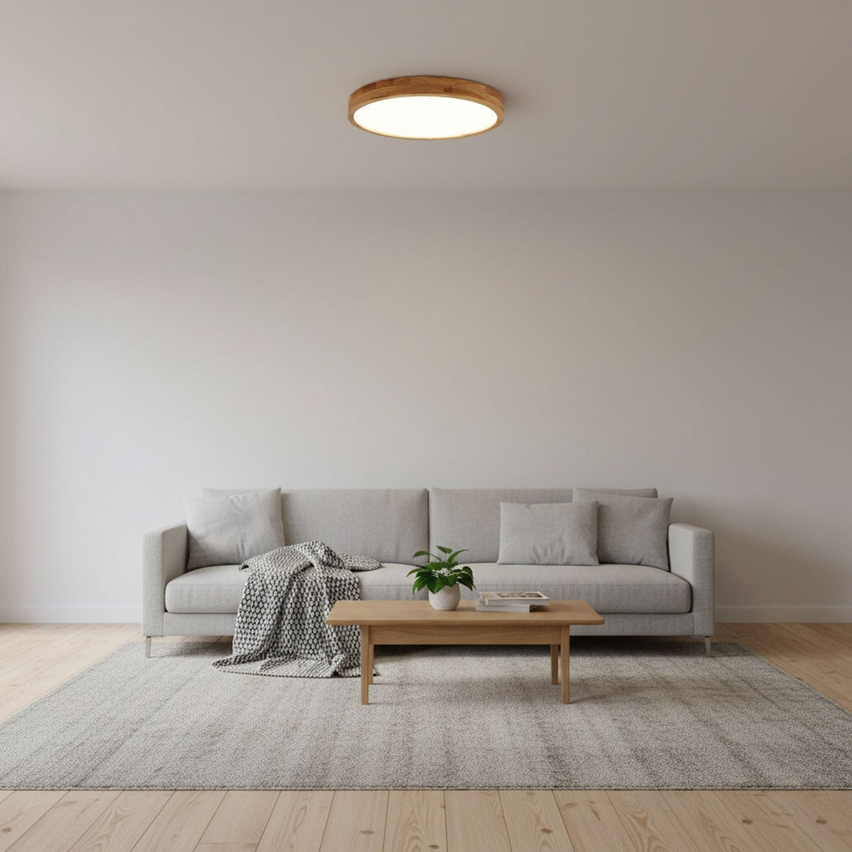 Drewniana geometryczna lampa sufitowa LED wpuszczana