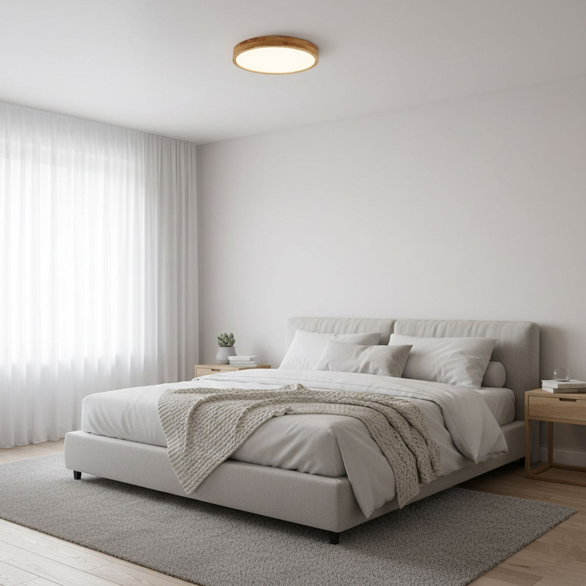 Drewniana geometryczna lampa sufitowa LED wpuszczana