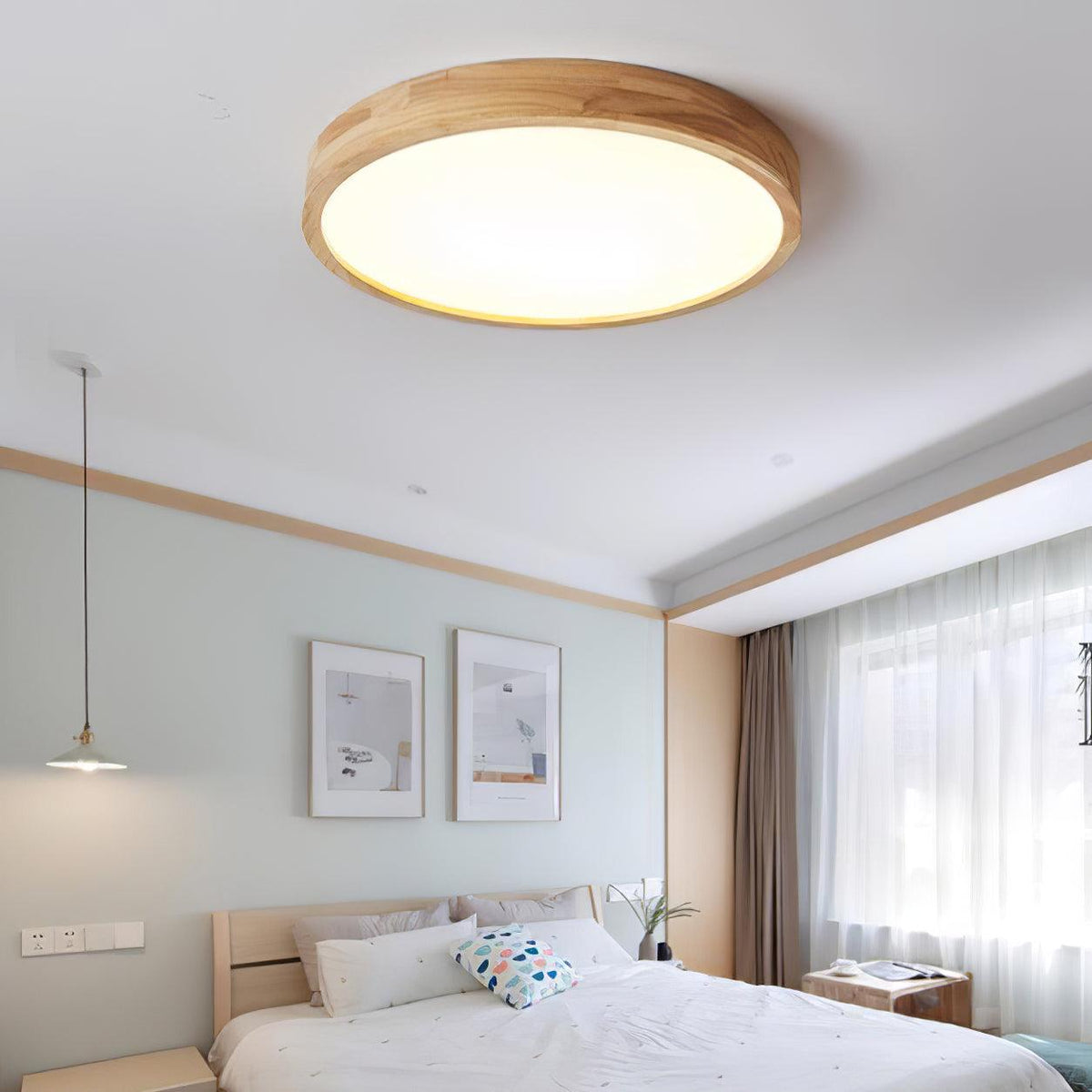 Drewniana geometryczna lampa sufitowa LED wpuszczana