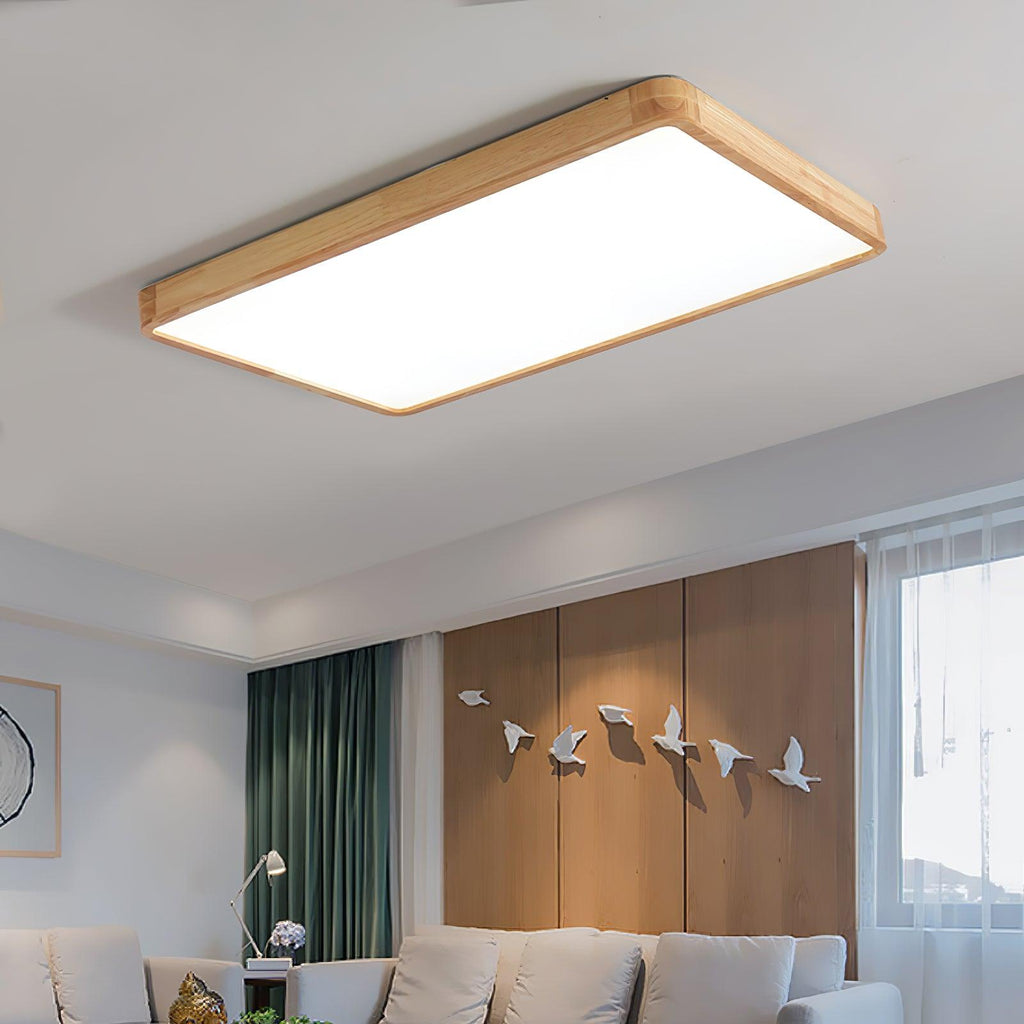 Drewniana geometryczna lampa sufitowa LED wpuszczana