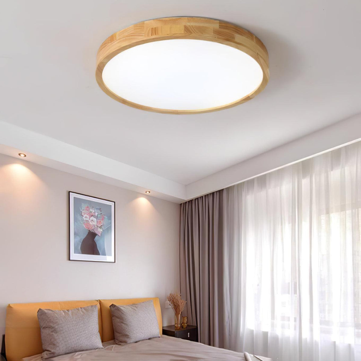 Drewniana geometryczna lampa sufitowa LED wpuszczana