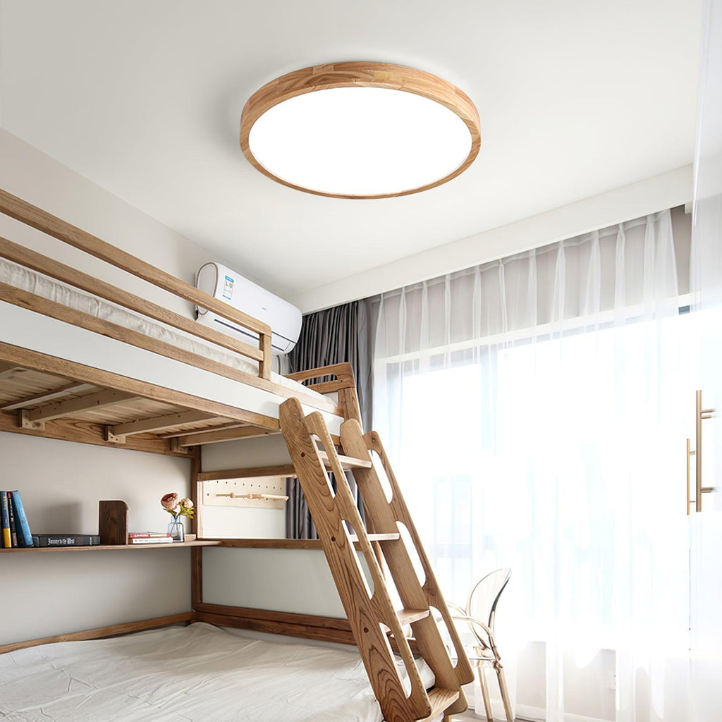 Drewniana geometryczna lampa sufitowa LED wpuszczana
