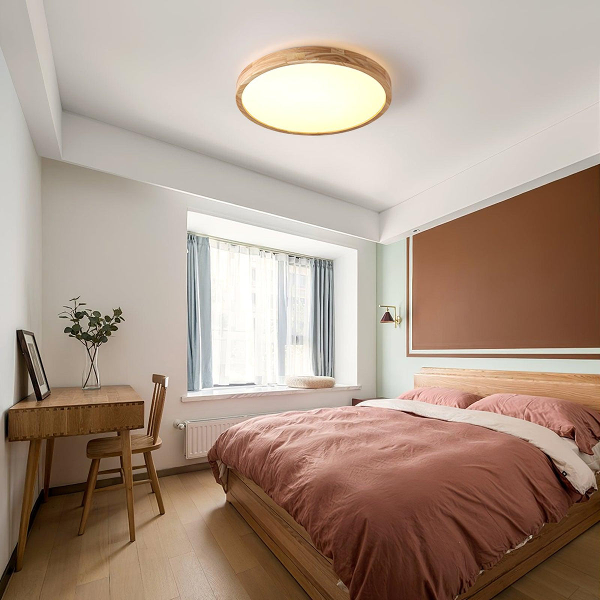 Drewniana geometryczna lampa sufitowa LED wpuszczana
