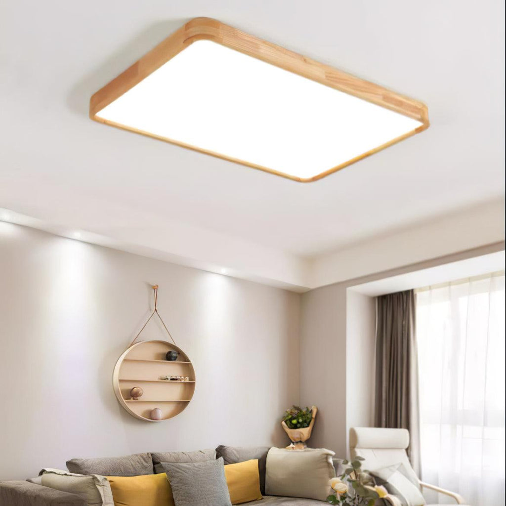 Drewniana geometryczna lampa sufitowa LED wpuszczana