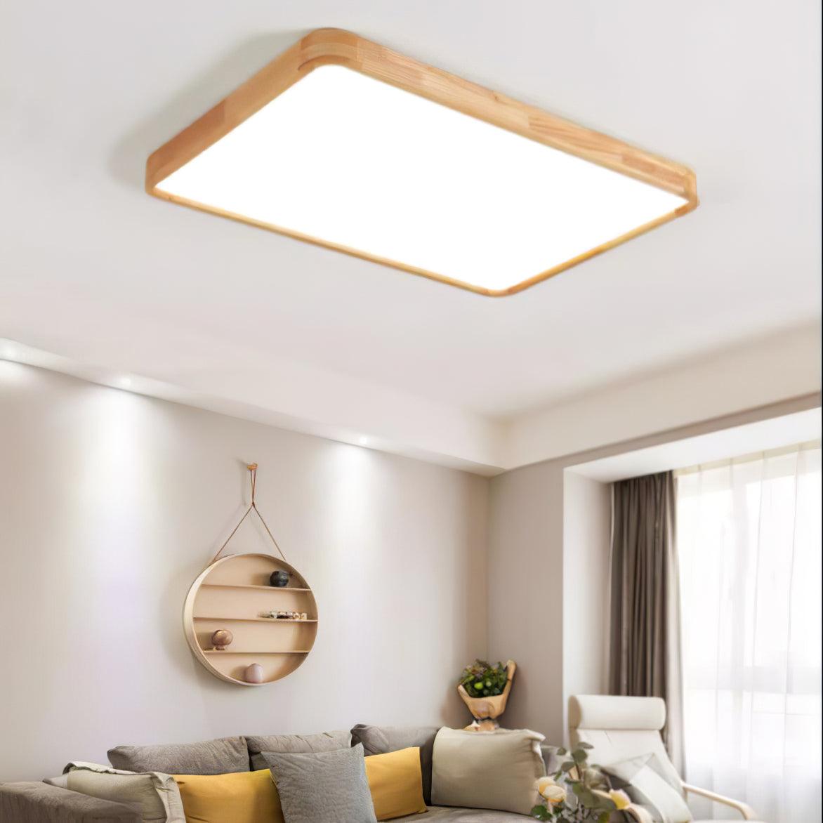 Drewniana geometryczna lampa sufitowa LED wpuszczana
