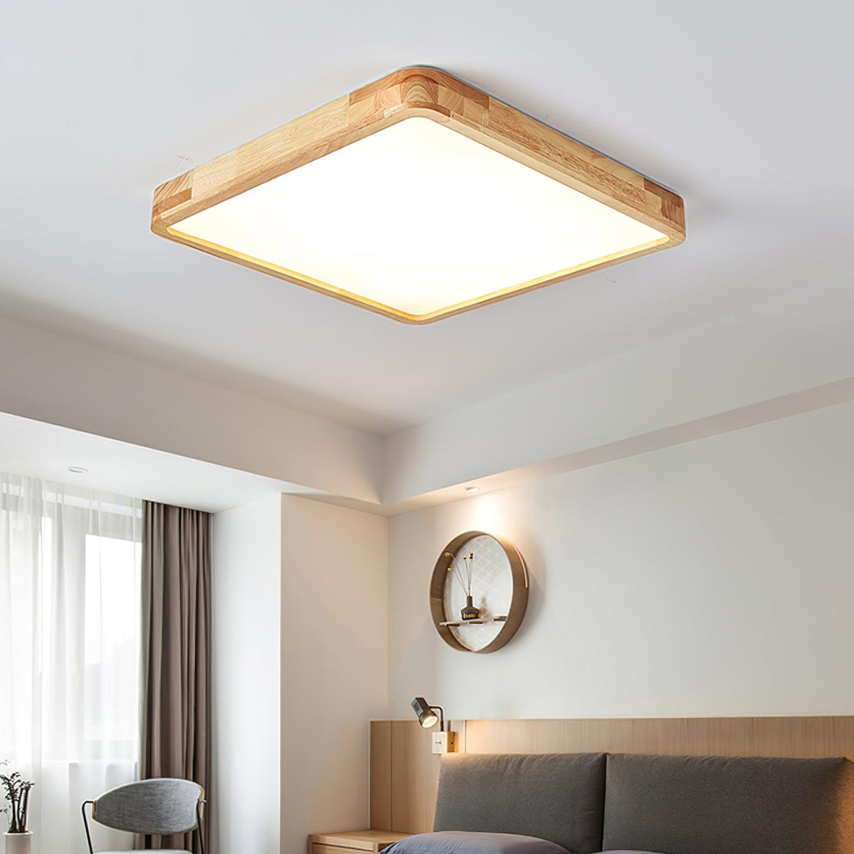 Drewniana geometryczna lampa sufitowa LED wpuszczana