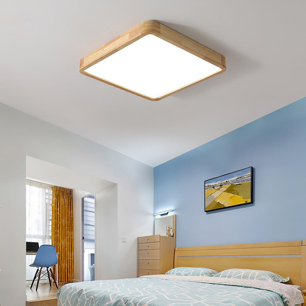 Drewniana geometryczna lampa sufitowa LED wpuszczana