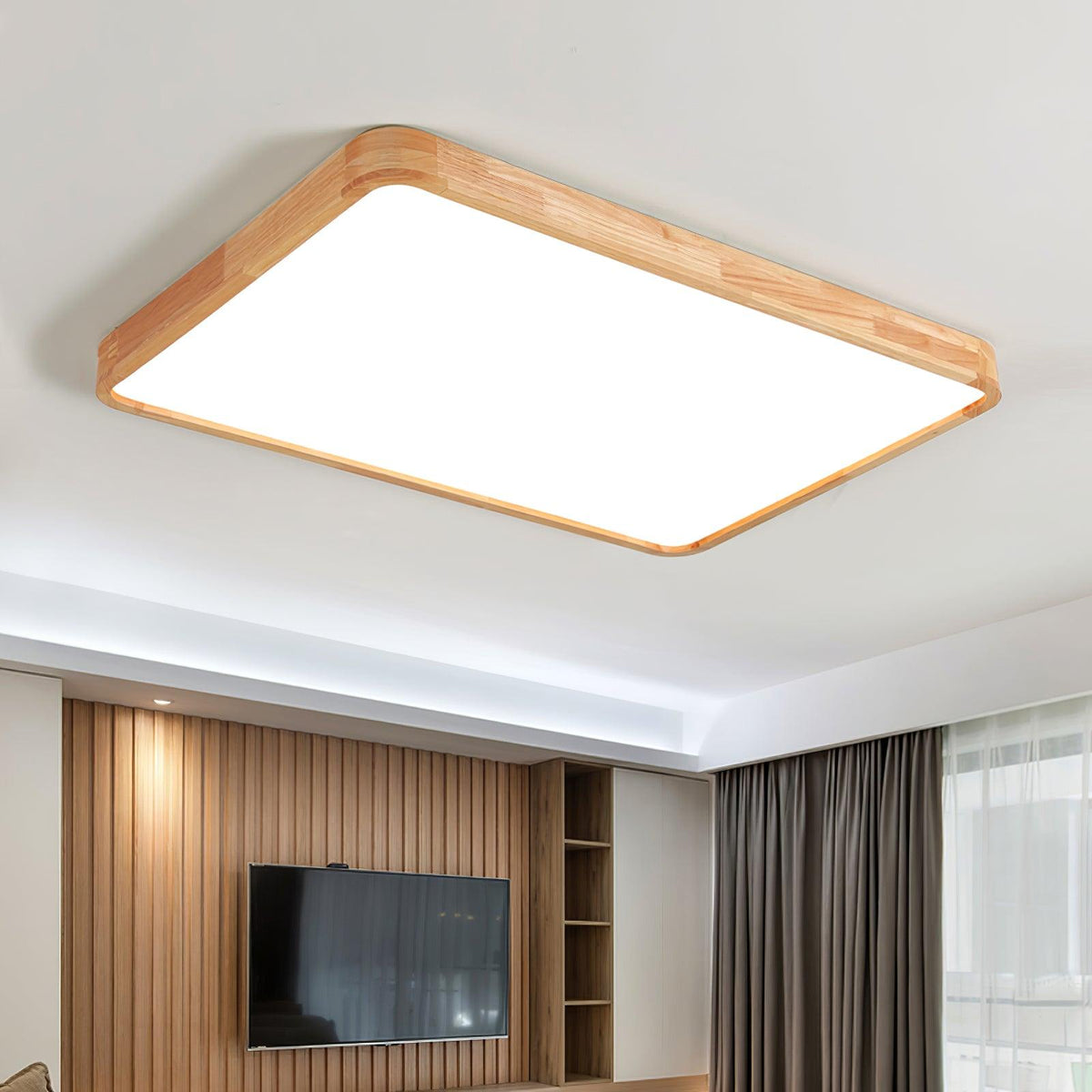 Drewniana geometryczna lampa sufitowa LED wpuszczana