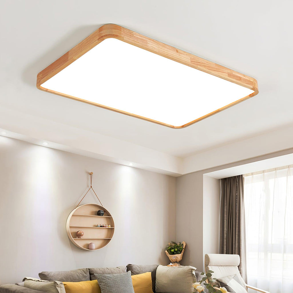 Drewniana geometryczna lampa sufitowa LED wpuszczana
