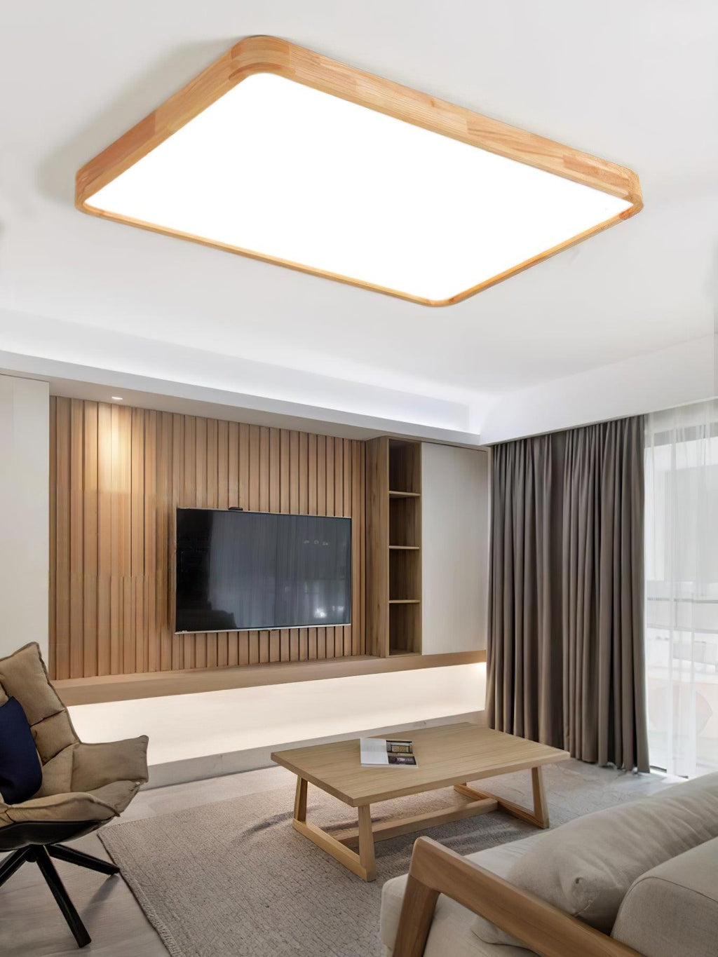 Drewniana geometryczna lampa sufitowa LED wpuszczana