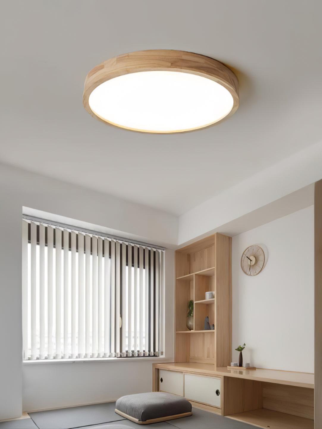 Drewniana geometryczna lampa sufitowa LED wpuszczana