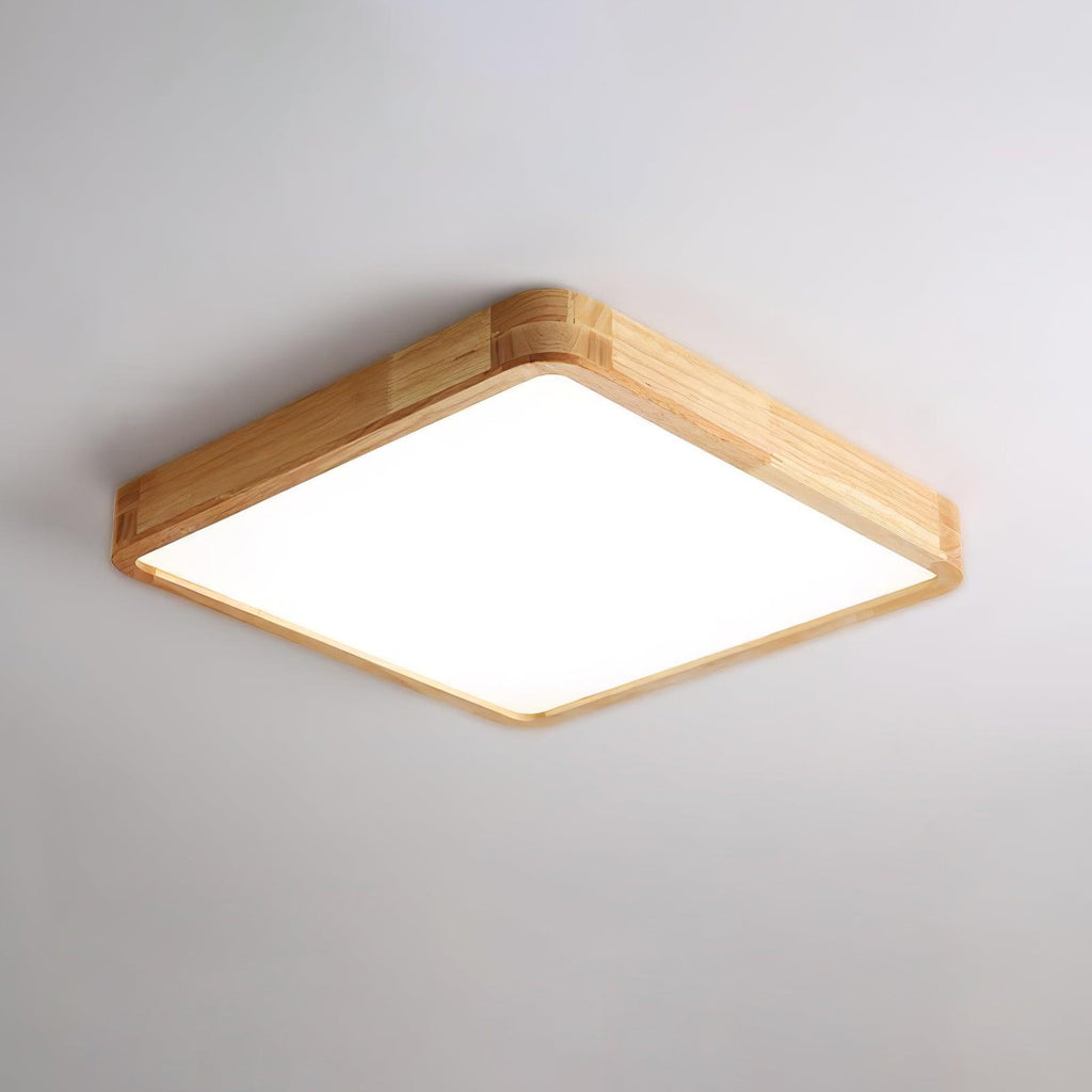 Drewniana geometryczna lampa sufitowa LED wpuszczana