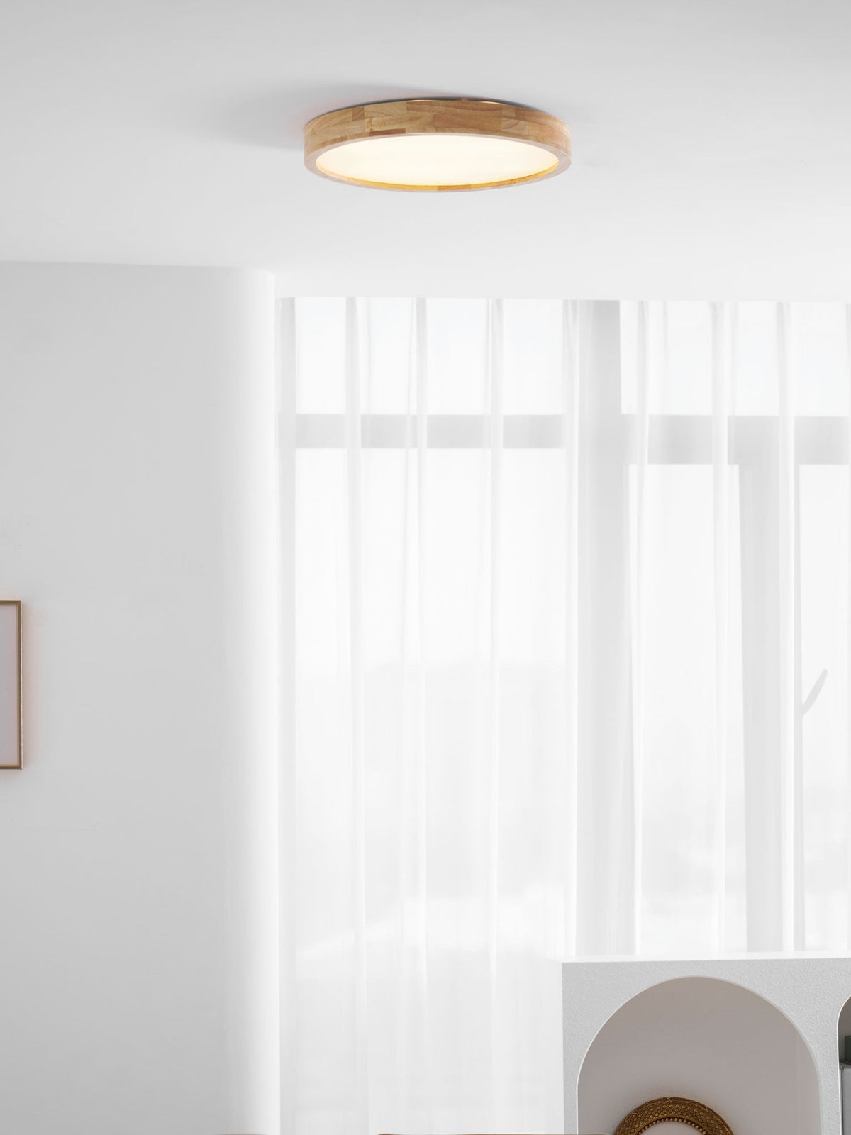 Drewniana geometryczna lampa sufitowa LED wpuszczana
