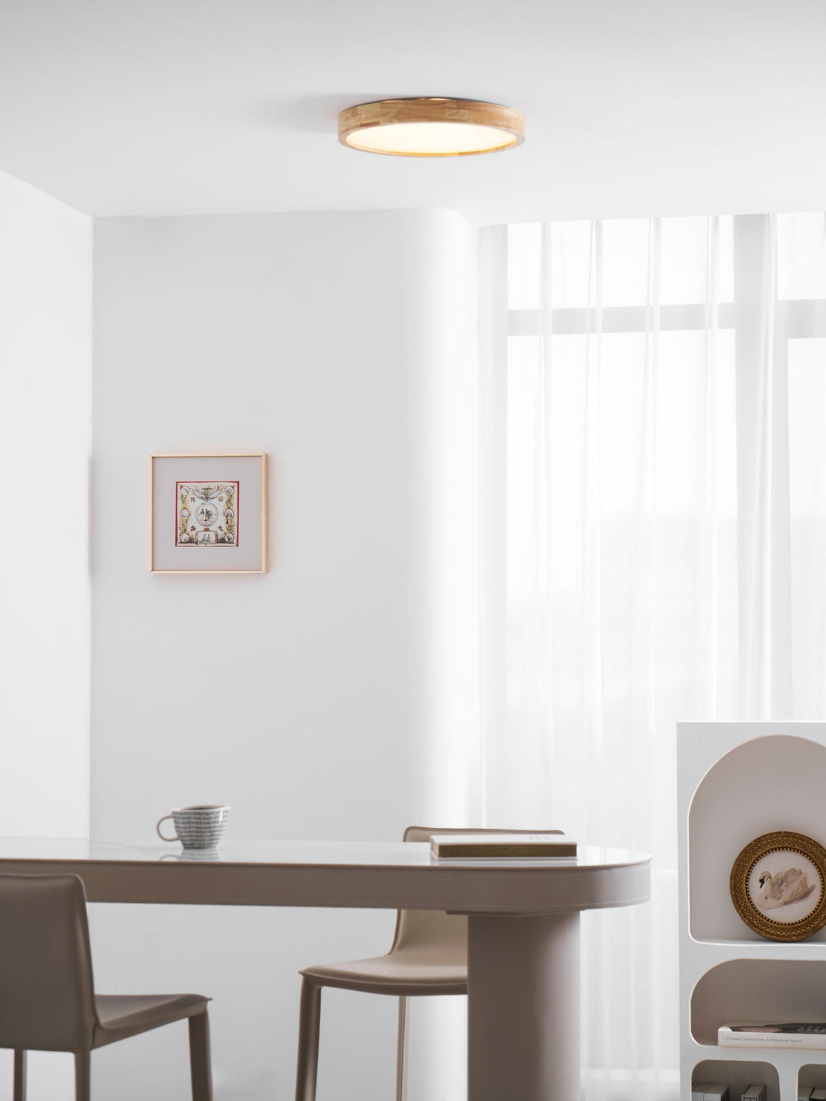 Drewniana geometryczna lampa sufitowa LED wpuszczana