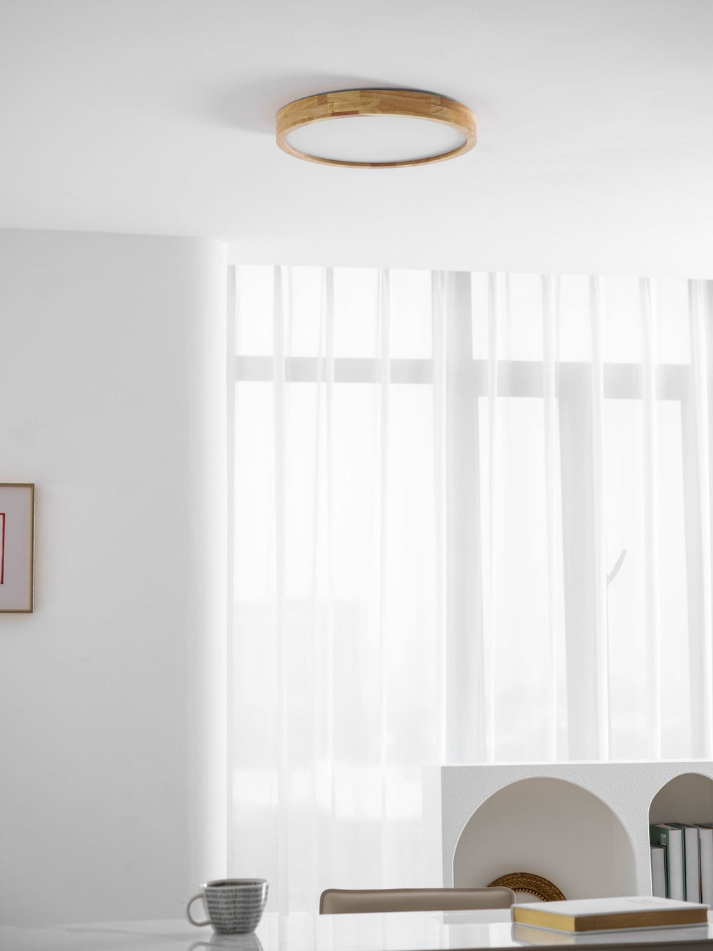 Drewniana geometryczna lampa sufitowa LED wpuszczana