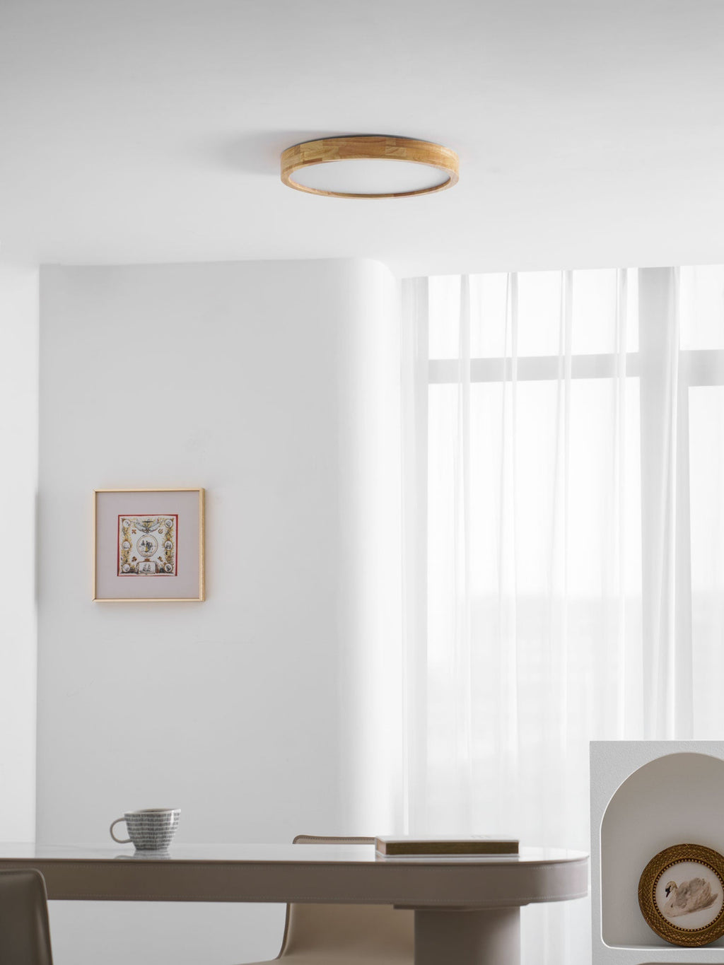 Drewniana geometryczna lampa sufitowa LED wpuszczana