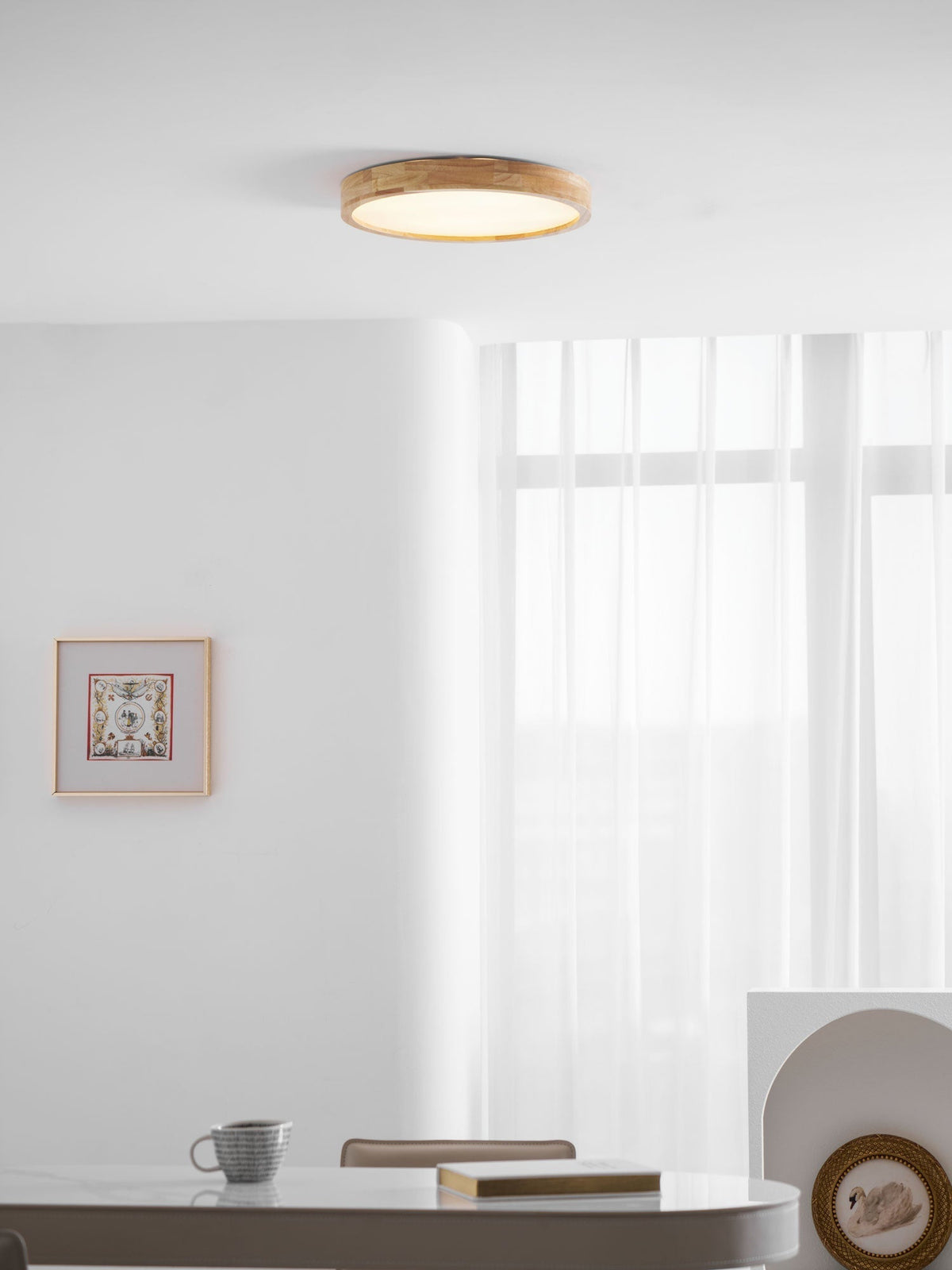 Drewniana geometryczna lampa sufitowa LED wpuszczana