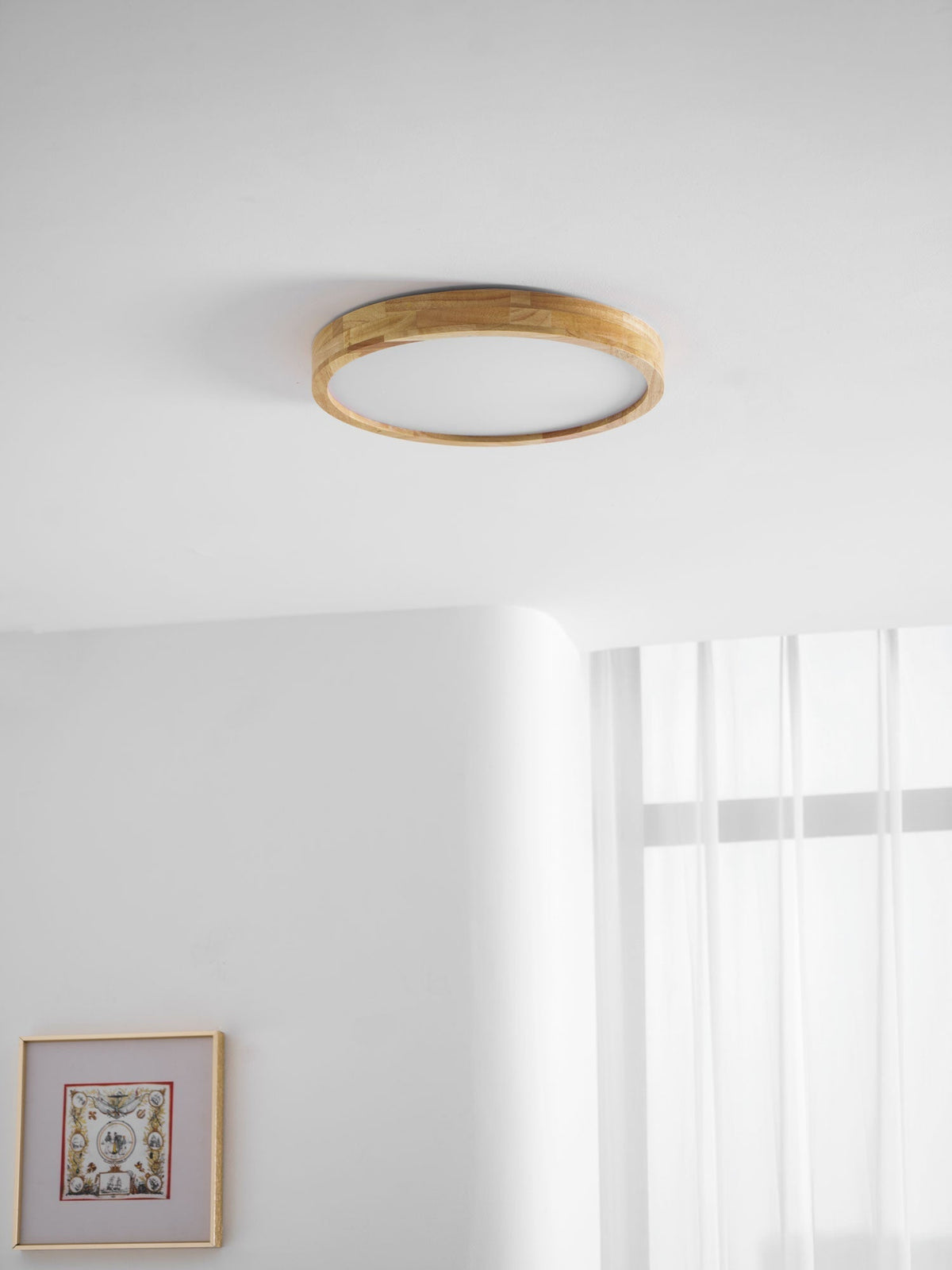 Drewniana geometryczna lampa sufitowa LED wpuszczana