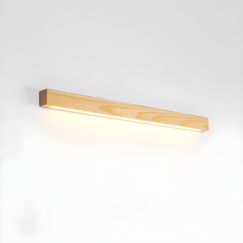 Drewniana lampa ścienna liniowa z wąskim światłem