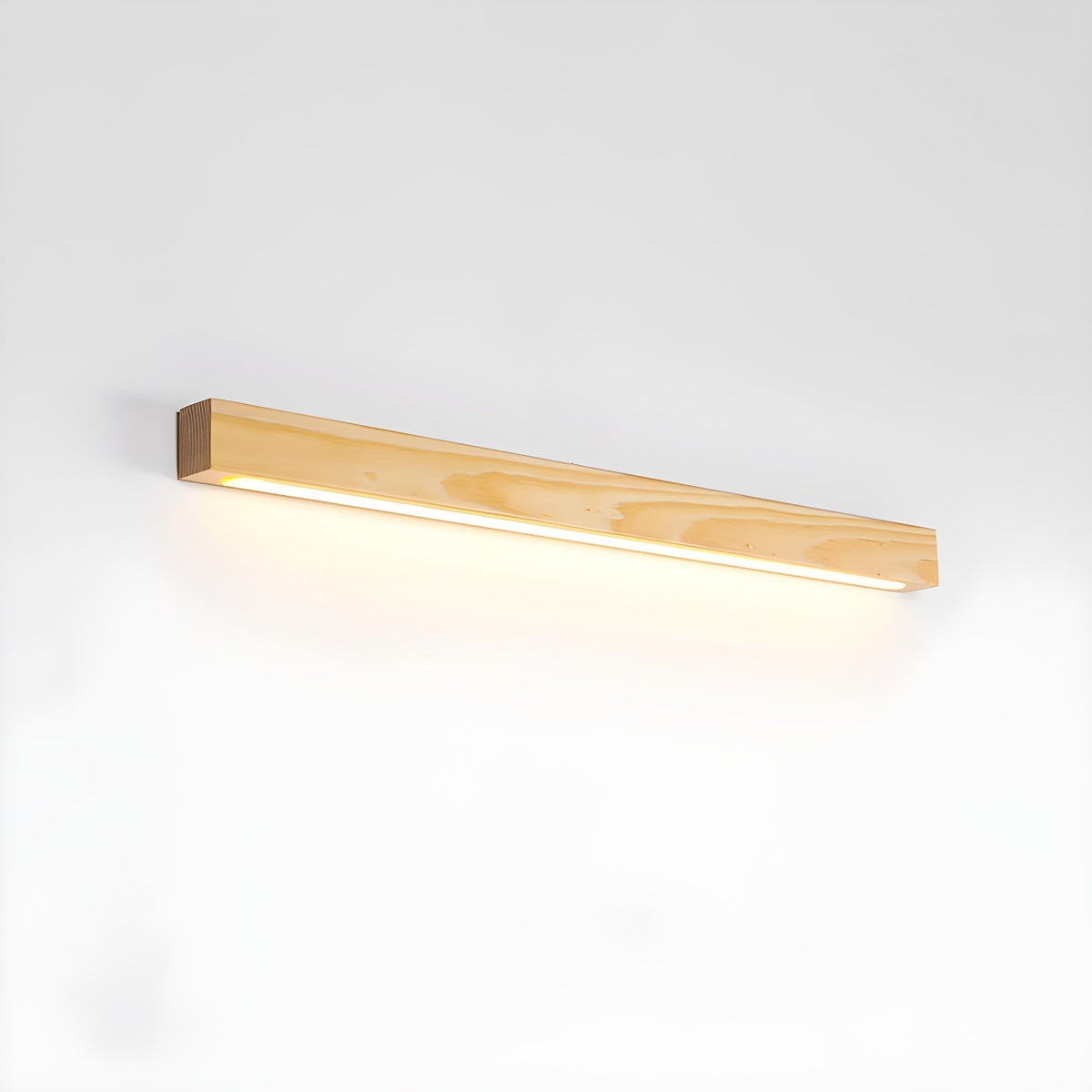 Drewniana lampa ścienna liniowa z wąskim światłem