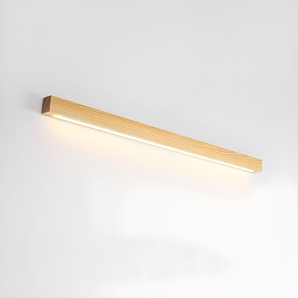 Drewniana lampa ścienna liniowa z wąskim światłem