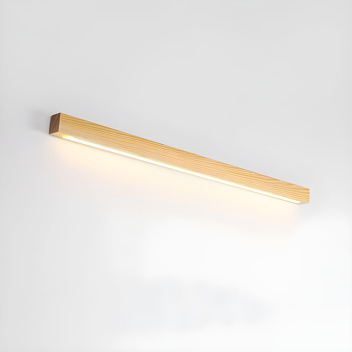 Drewniana lampa ścienna liniowa z wąskim światłem