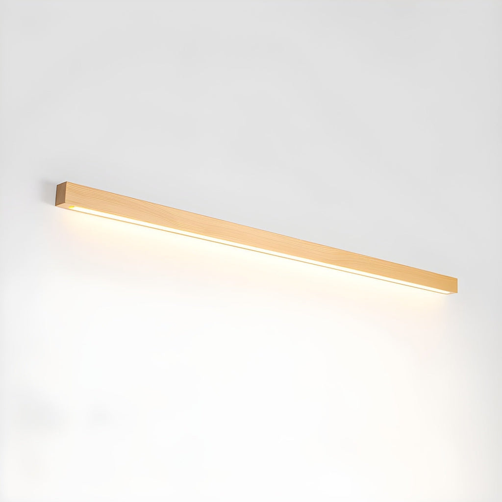 Drewniana lampa ścienna liniowa z wąskim światłem