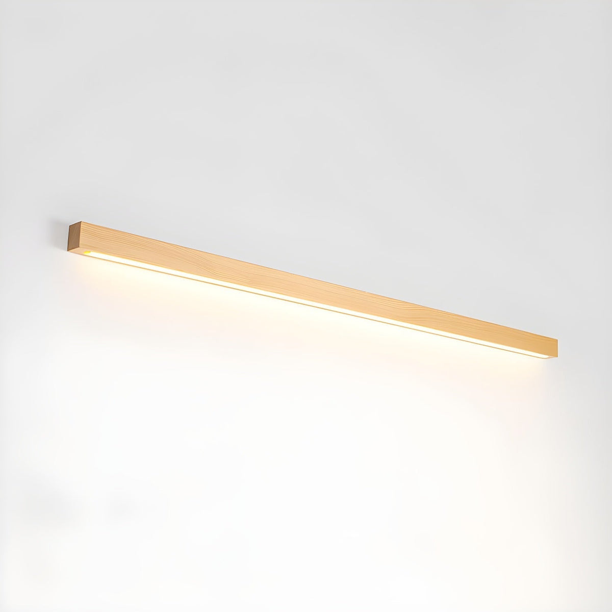 Drewniana lampa ścienna liniowa z wąskim światłem