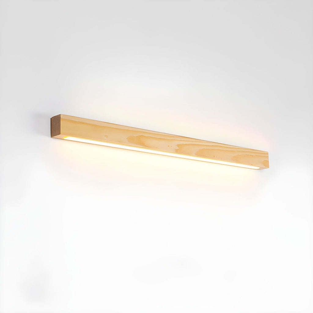 Drewniana lampa ścienna liniowa z wąskim światłem