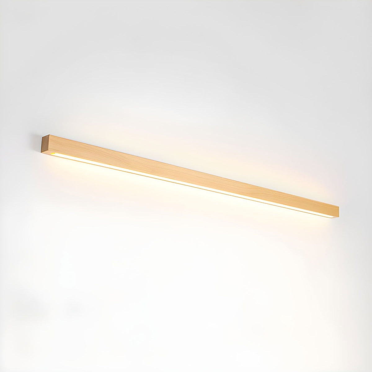 Drewniana lampa ścienna liniowa z wąskim światłem